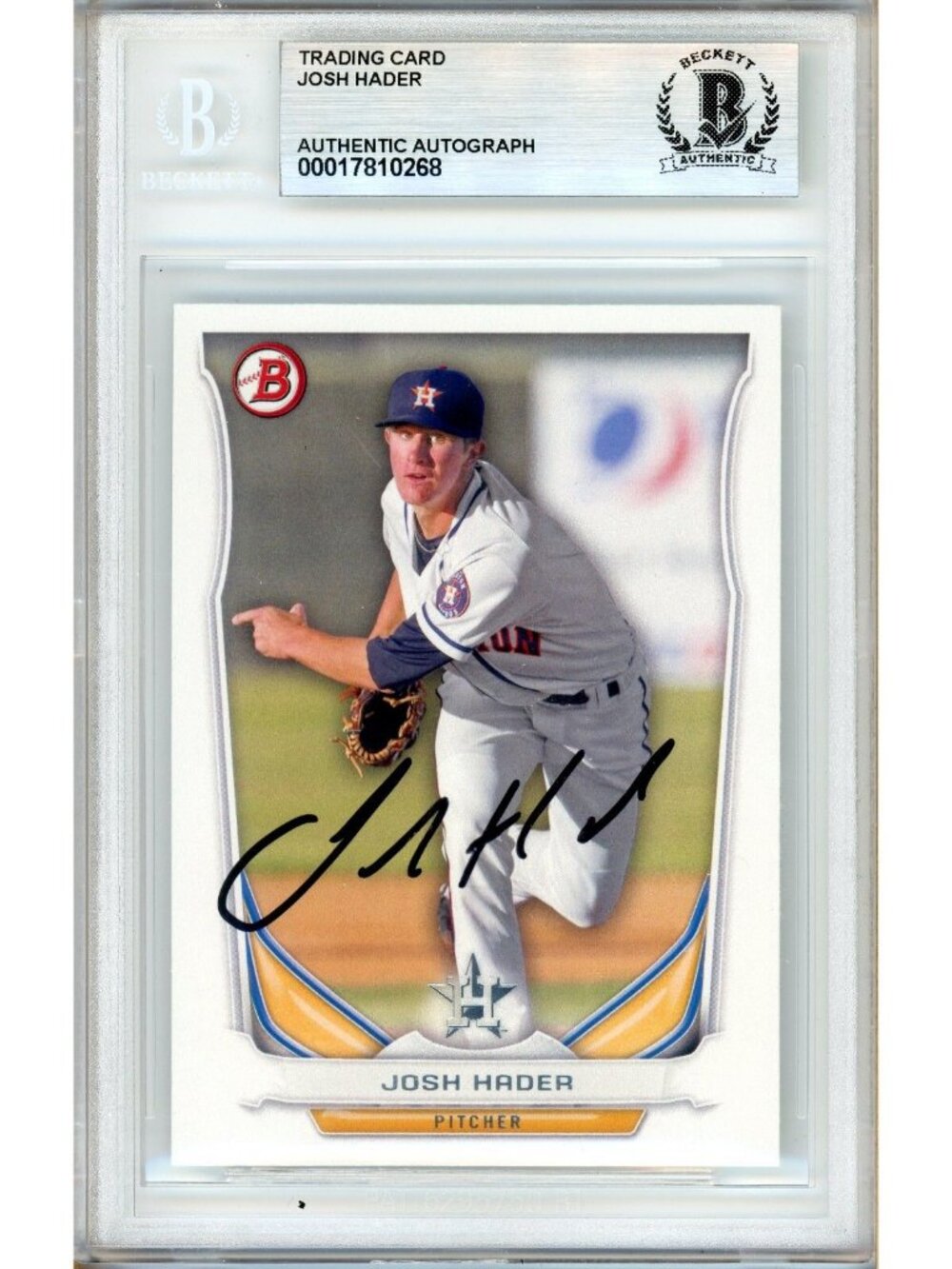 Josh Hader Signed 2014 Bowman Draft Top Prospects #TP-45 Astros BAS Slabbed Auto